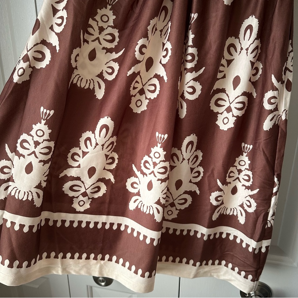 Cupshe Brown and White Bobo Style Swim Coverup Size Large - Picture 9 of 14